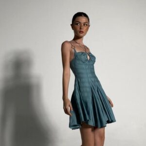 Đầm hai dây dáng xòe ONONMADE Teal Fannie Mini Dress màu xanh