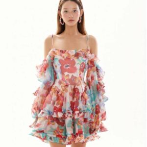 Đầm hai dây trễ vai dáng xòe họa tiết hoa ONONMADE Floral Francesca Mini Dress