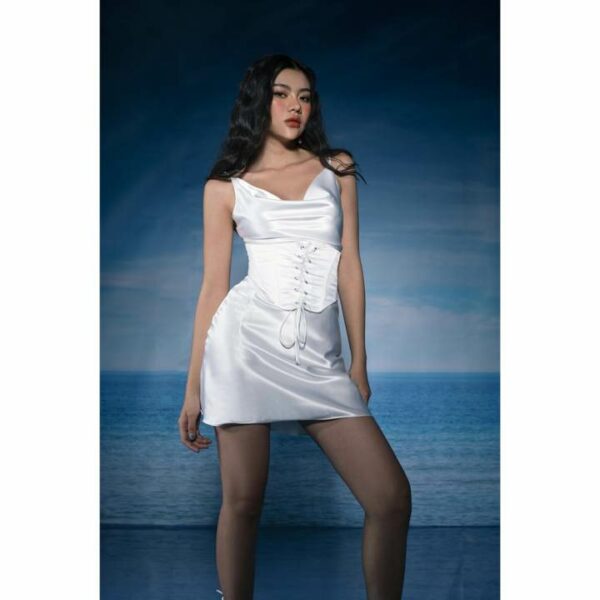 Đầm lụa Shebyshj hai dây màu trắng phối corset - Heidi Dress