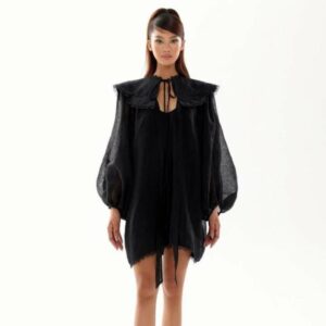 Đầm suông chất linen tổ ong ONONMADE Black Sequoia Dress