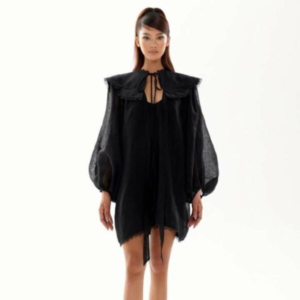 Đầm suông chất linen tổ ong ONONMADE Black Sequoia Dress