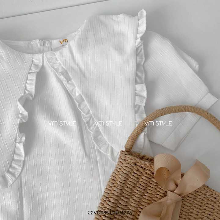Đầm Tay Phồng VMSTYLE 22VD06NL0404 Cổ Sen Nhọn Dáng Xòe Thời Trang Ulzzang 583