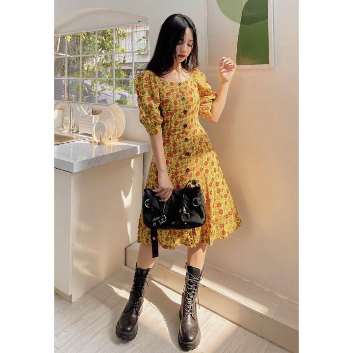 ĐẦM THIẾT KẾ HỌA TIẾT DAISY