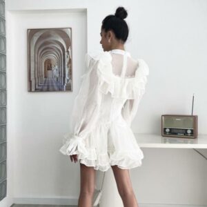 Đầm trắng dáng xoè chất linen tổ ong ONONMADE Cloudy Mini Dress màu trắng