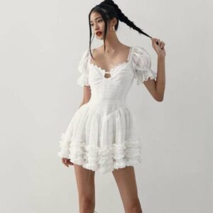 Đầm trắng tay phồng dáng xòe ONONMADE Carli Dress màu trắng