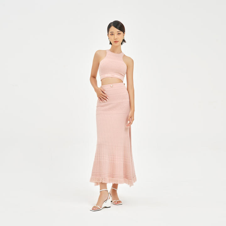 Váy Nữ Loft Lou  Grey Gingham Midi Skirt  Rosy Peach