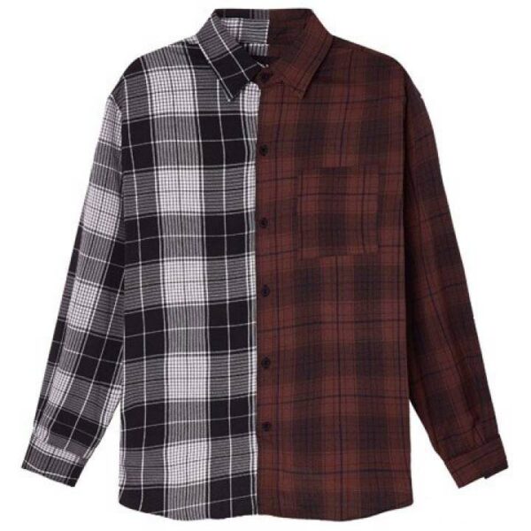 FOMO Áo sơ mi tay dài unisex EBONY PATCHWORK SHIRT