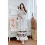 Giian – Váy maxi thổ cẩm cổ vuông, đầm xòe họa tiết phong cách hobo – Lalida Dress – thiết kế chính hãng – V2198