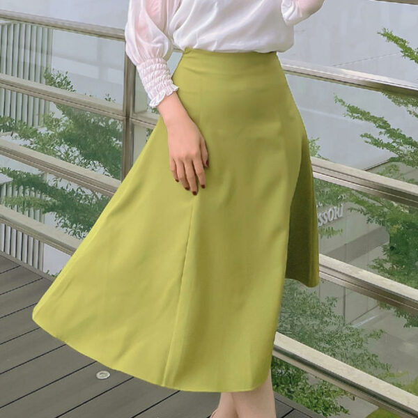 KIOBI- Chân Váy Laluna Form Midi Rã 6 Mảnh, Ôm Trên Xòe Dưới, Lưng Cao, 3 Size S M L, Vải Cotton Bố Xanh Bơ - KIV2191XB