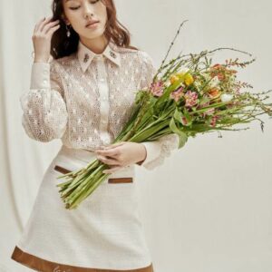 MAVEN - Áo sơ mi lưới đính đá cổ Lia Shirt