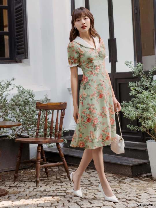 [Mua 2 giảm 5%] Váy phối cổ bèo tay 1VA01972XL Lep’