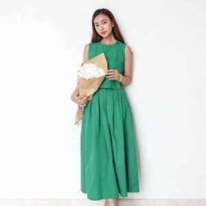 Nosbyn - Set Áo Sát Nách và Chân Váy Xếp Ly - N206-D005