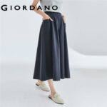 Quần culottes nữ dài 7 tấc cạp chun ống suông phối túi thuận lợi chất cotton thuận thoải mái mùa hè Giordano Free Shipping 05422302