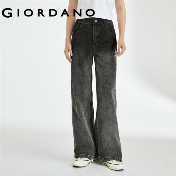 Quần Jean dài nữ cạp vừa ống suông thoải mái dốc màu thời trang trẻ trung GIORDANO Free Shipping 18412609