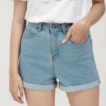 Quần short jeans nữ lưng cao FWSP22SS11C-J