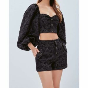 Quần short SheByShj gấm đen - Black Angela Short