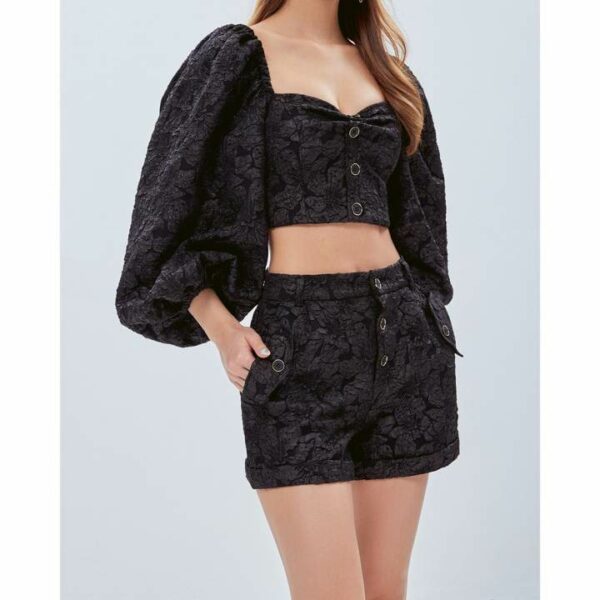 Quần short SheByShj gấm đen - Black Angela Short