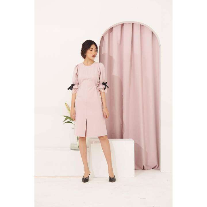 RẬP – Đầm Hồng Tay Ren Nhún Eo – PASTEL 06