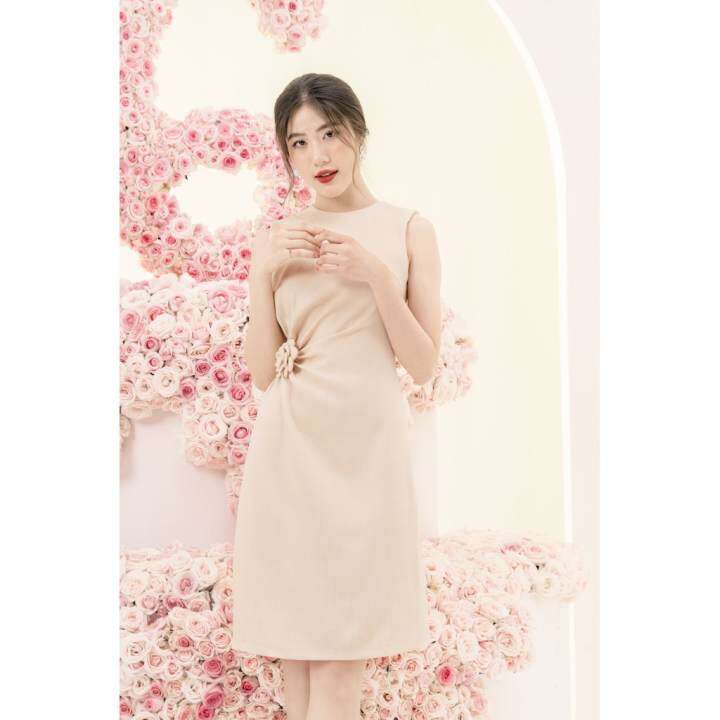 RẬP – Đầm Kem Không Tay Khoét Eo – YELLOW 04