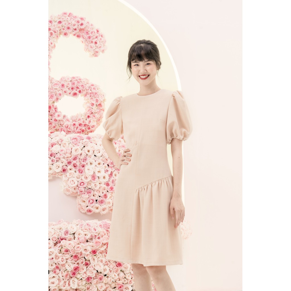 RẬP – Đầm Kem Tay Phồng Thân Suông – YELLOW 03