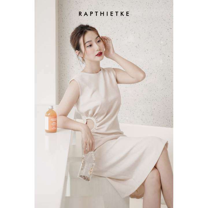 RẬP – Đầm Không Tay Khoét Eo – YELLOW 04 KEM