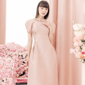 RẬP - Đầm Tay Ngắn Cổ Tròn Đính Hoa - ANNI 03