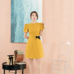 RẬP – Đầm Tay Phồng Đính Nơ Ruy Băng – SHINE 04 VÀNG