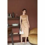 RẬP – Đầm Xếp Ly Sườn Nâu – CHRISTMAS 02 NÂU