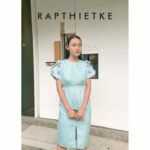 RẬP – Đầm Xẻ Tà Tay Đính Hoa – SPRING 16 XANH