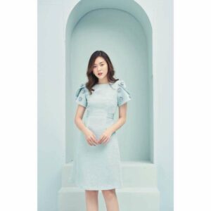 RẬP - Đầm Xanh Tay Đắp Nơ Eo - SPRING 02