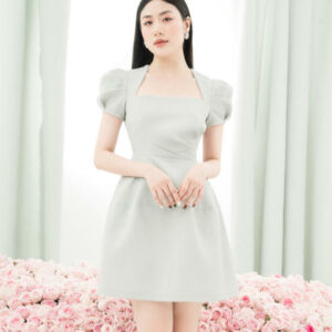 RẬP - Đầm Xanh Tay Xếp Ly Tùng Xòe - PRETTY 02