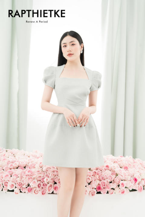 RẬP – Đầm Xanh Tay Xếp Ly Tùng Xòe – PRETTY 02