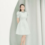 RẬP – Đầm Xanh Tay Xếp Viền Cổ Đính Hoa – PRINCESS 07