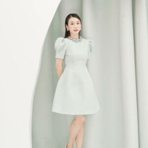 RẬP - Đầm Xanh Tay Xếp Viền Cổ Đính Hoa - PRINCESS 07