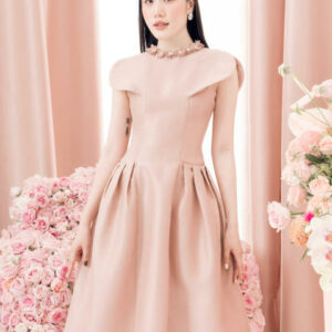 RẬP - Đầm Xòe Tay Cánh Lỡ Đính Hoa Cổ - ANNI 09
