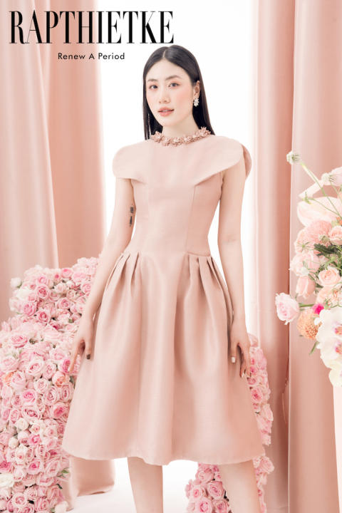 RẬP – Đầm Xòe Tay Cánh Lỡ Đính Hoa Cổ – ANNI 09