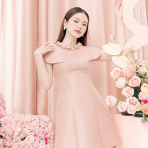 RẬP - Đầm Xòe Tay Lỡ Cổ Tròn Đính Hoa - ANNI 15