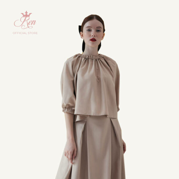 REN - Áo Tay Dài Cổ Tròn Nhún Thun
