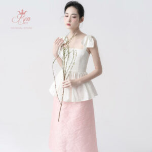 REN - Chân Váy Dài Gấm Hoa