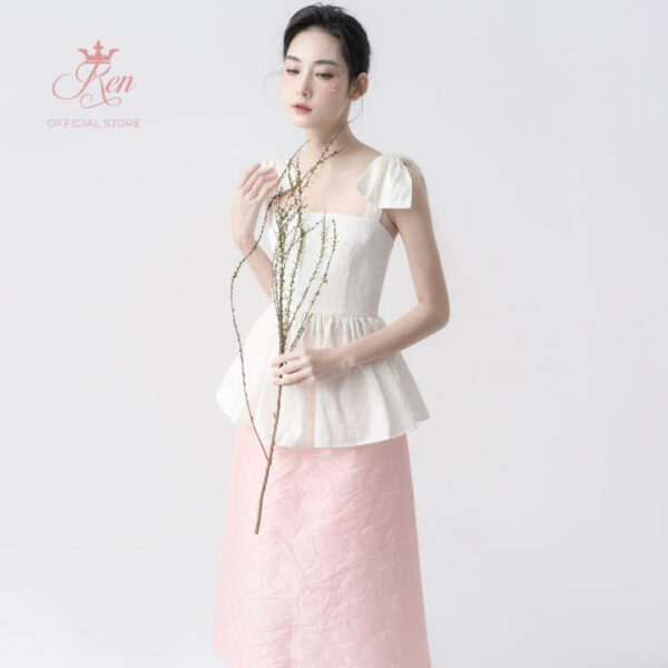 REN - Chân Váy Dài Gấm Hoa