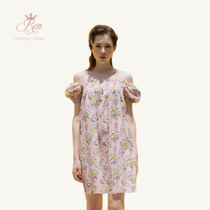 REN - Đầm Bẹt Vai Nhún Thun Dáng Xòe