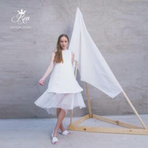 REN - Đầm Bèo Lai Lưới Dáng Xòe