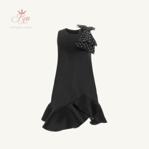 REN - Đầm Chữ A Vạt Bèo Nơ Vai Đính Hạt