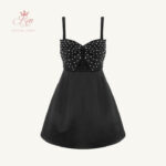 REN – Đầm Hai Dây Nơ Ngực Đính Hạt