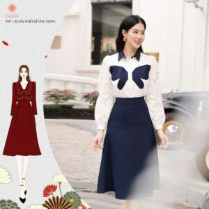 Set công sở nữ họa tiết độc lạ hàng thiết kế chính hãng Giian- S477