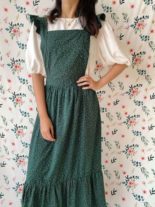SET GREEN CLOUD DRESS KÈM ÁO TRẮNG