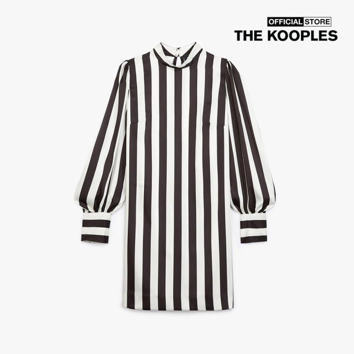 THE KOOPLES – Đầm mini cổ trụ tay dài Striped FROB21022K-BLA09