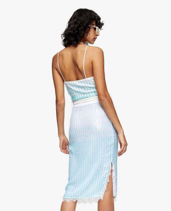 TOPSHOP – Chân váy midi phom ôm IDOL Mint Ombre Sequin 27L03SMNT-480