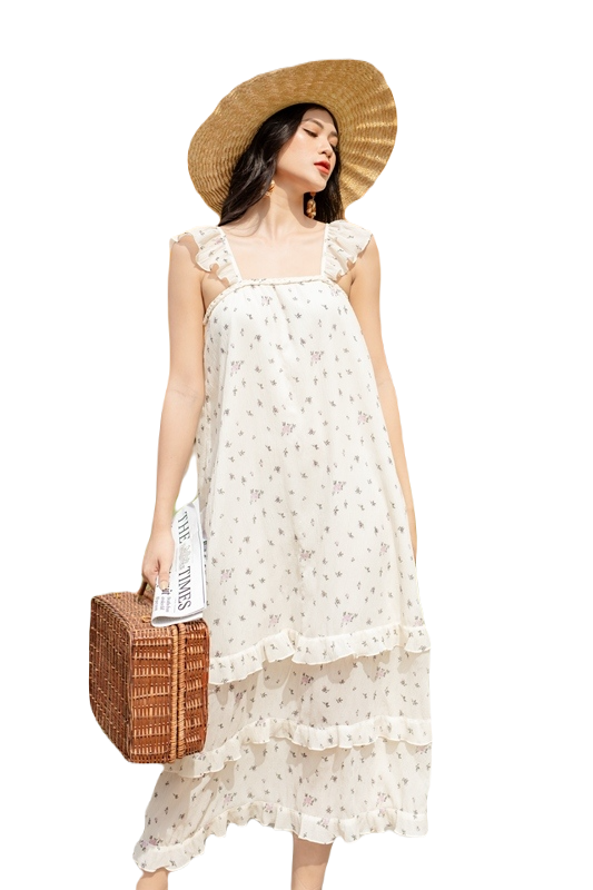 VANIA – Đầm dây maxi dập ly D2228