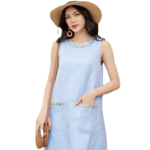 VANIA – Đầm linen 2 túi D20049